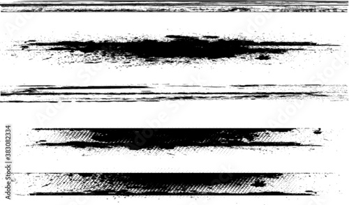 Grunge Paint Roller . Vector brush Stroke . Distressed banner . Black stripes isolated. paintbrush collection . Modern Textured shape . Dry border in Black . Bulge lines