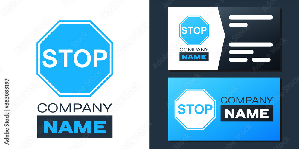 Logotype Stop sign icon isolated on white background. Traffic regulatory warning stop symbol. Logo design template element. Vector.