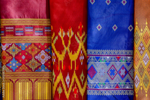 Canvas Print scarves for sale at the market, digital photo picture as a background , taken in