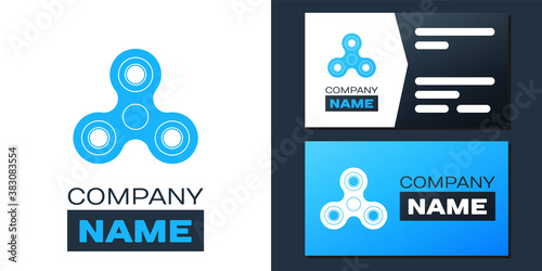 Logotype Fidget spinner icon isolated on white background. Stress relieving toy. Trendy hand spinner. Logo design template element. Vector.