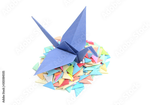 A blue origami crane