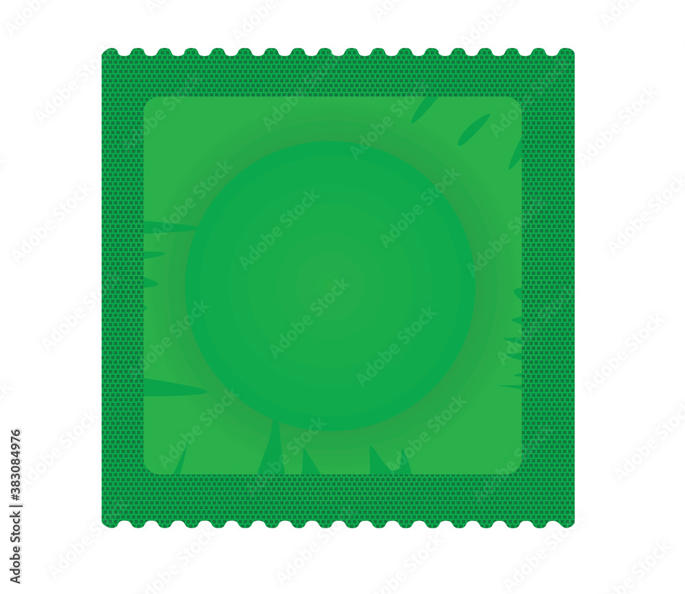 Obraz premium Condom green pack. vector illustration
