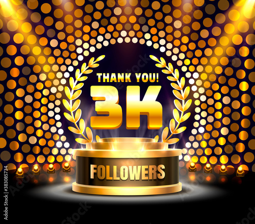 Thank you followers peoples, 3k online social group, happy banner celebrate, Vector