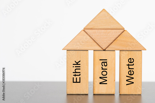 Billede på lærred Drei Säulen Modell von Ethik, Moral und Werte