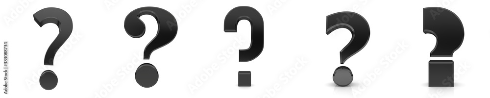 Question marks Interrogation point sign black 3d rendering query set Question marks Interrogation point sign black 3d rendering query set