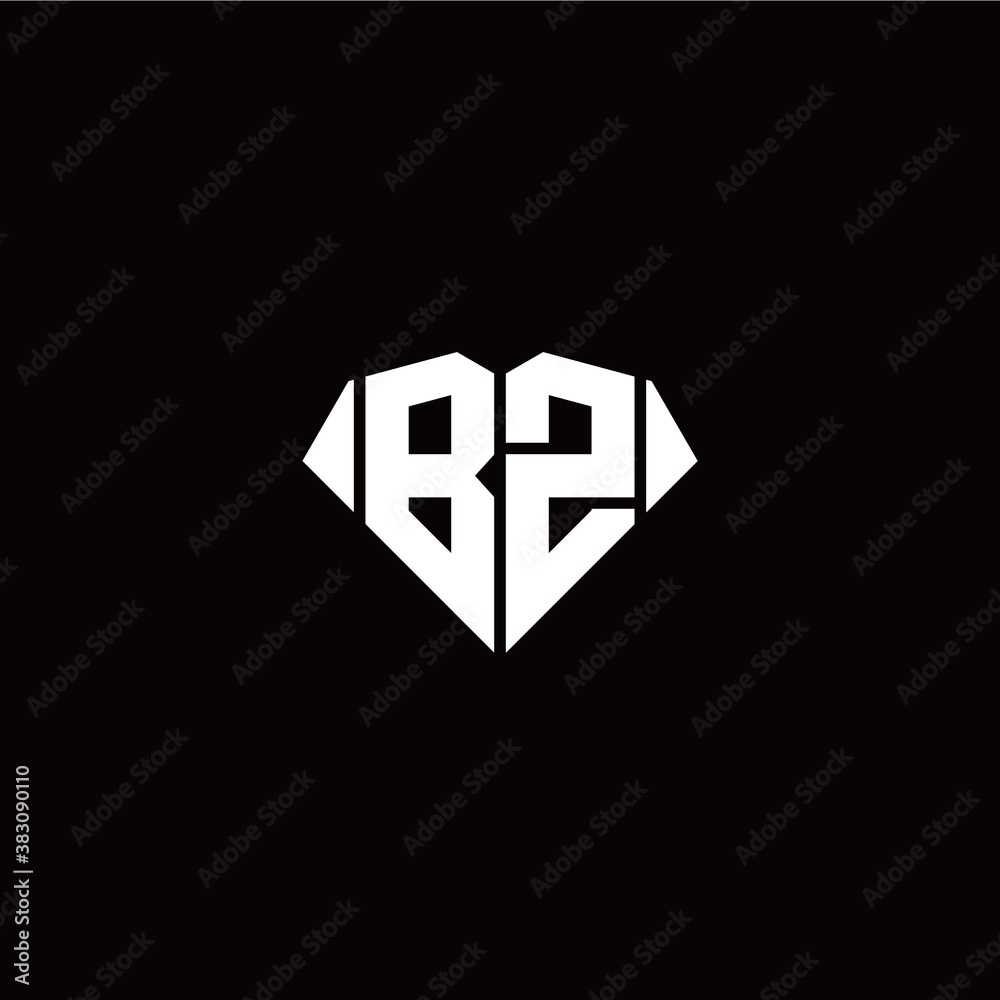 Fototapeta premium B Z initial letter with diamond shape origami style logo template vector