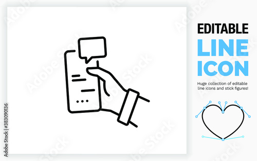 Editable line icon of a person texting