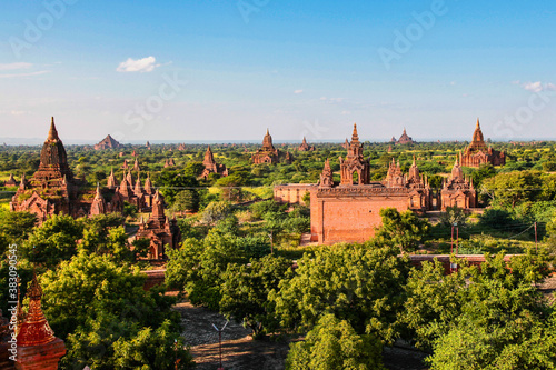 Pagodas and temples of Bagan in Myanmar, formerly Burma, a world heritage site.