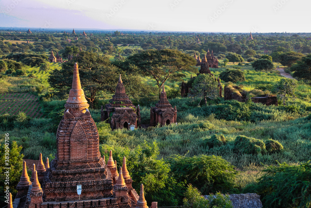 Pagodas and temples of Bagan in Myanmar, formerly Burma, a world heritage site.