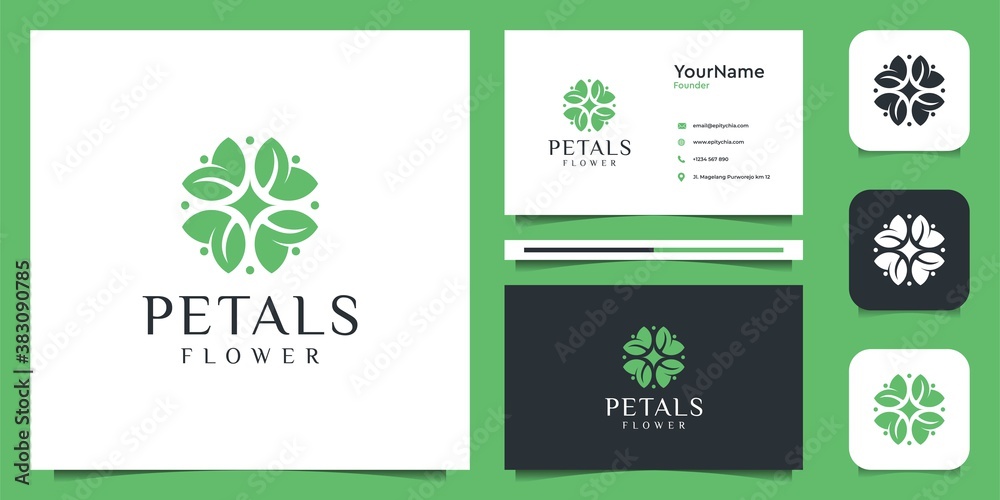 Leaf flower illustration vector graphic design with business card