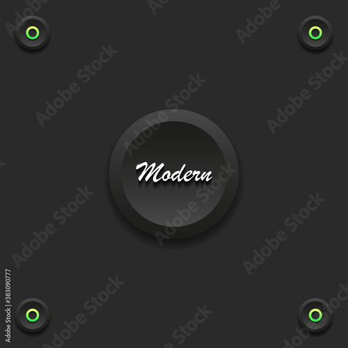 Modern stylish matt buttons with lettering and neon yellow-green circles