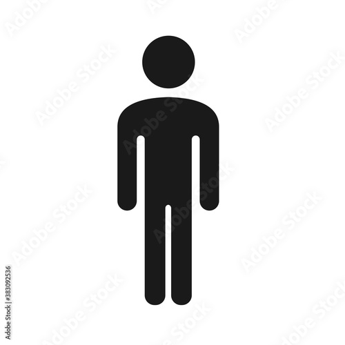 Man standing silhouette. Flat vector cartoon icon. Male body sign, man silhouette symbol vector illustration