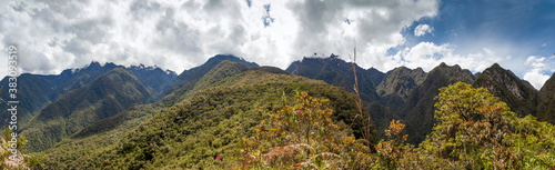 Panoramic view of the mountains of Machu Picchu, Peru photo