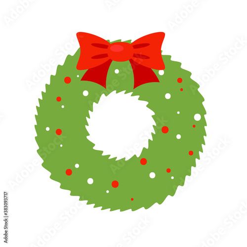 Christmas wreath simple icon. Clipart image isolated on white background.
