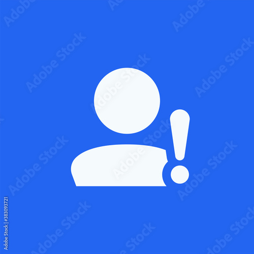 User Warning Icon. User profile error, exclamation mark, person alert