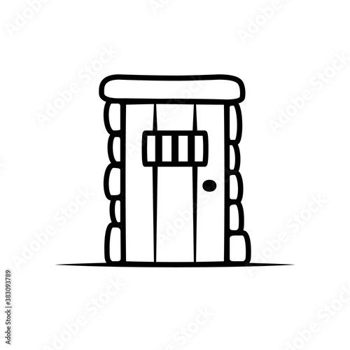 Dungeon door line icon. Clipart image isolated on white background.