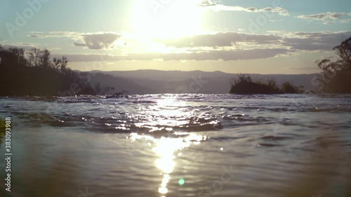 Sunset at the top of Ebor Falls waterfall in New South Wales photo