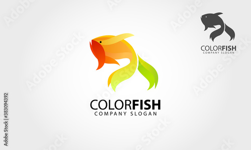 Color Fish Vector Logo Template on white background. Our logo could be used design studio  art school  kindergarten  hand craft artist  printing company  event agency  software development and app. 