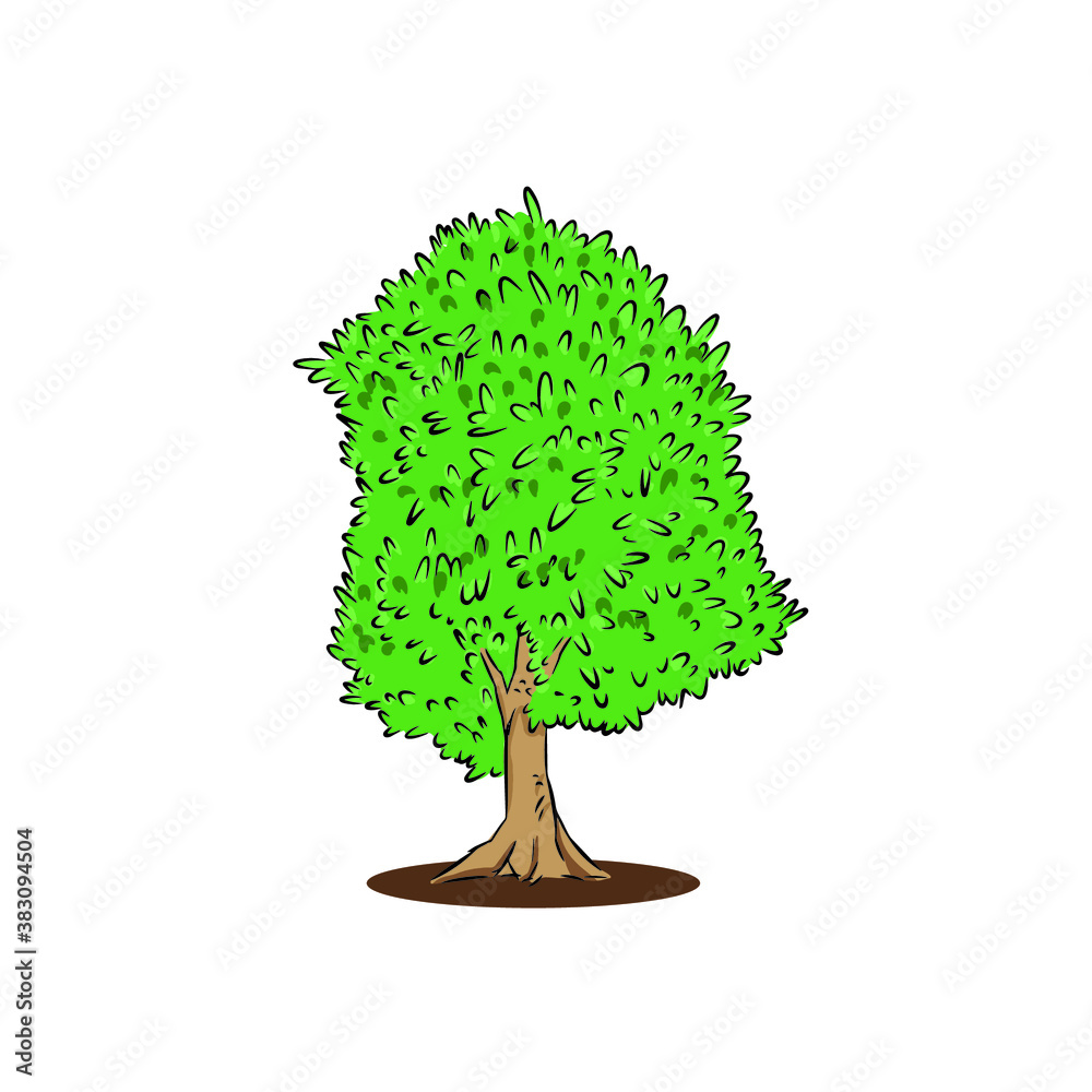 cherry green tree hand draw vector. cherry green tree hand draw vector.