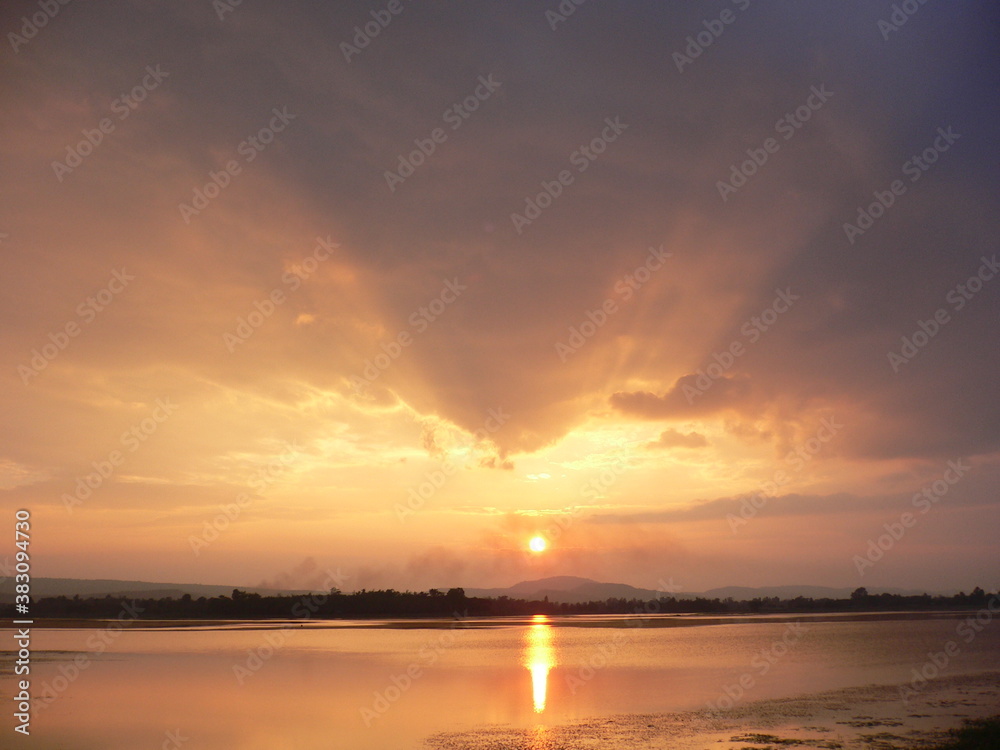 sunset over the river