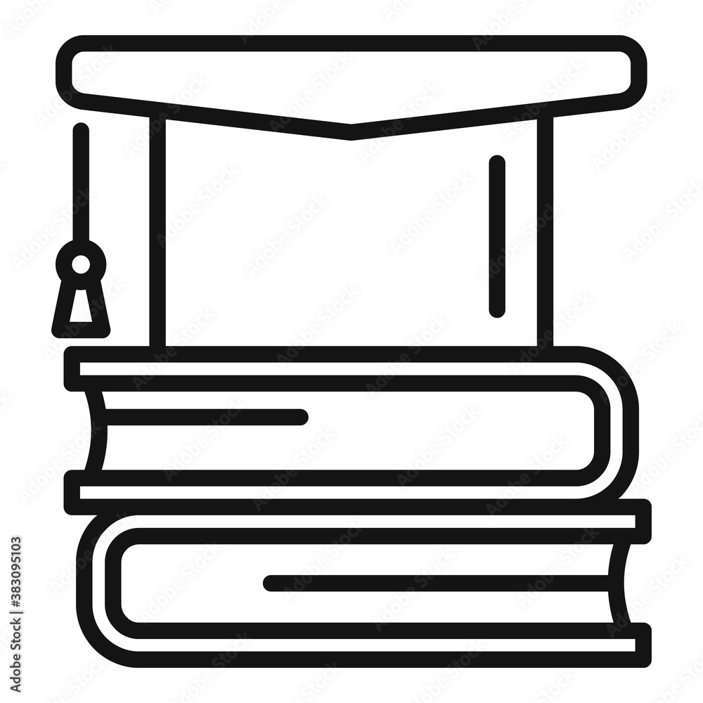 Library graduated hat icon. Outline library graduated hat vector icon for web design isolated on white background Library graduated hat icon. Outline library graduated hat vector icon for web design isolated on white background