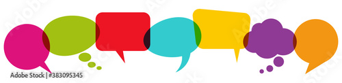 colored speech bubbles in a row