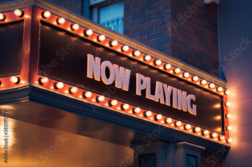"Now Playing" Vintage Marquee Bulbs light sign.