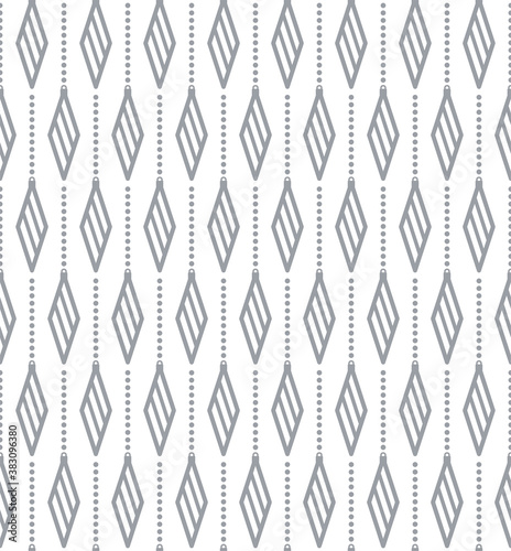 Christmas geometry seamless pattern. Grey rhombus toys stylized. Vector illustration