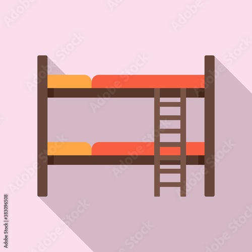 Hostel bunk bed icon. Flat illustration of hostel bunk bed vector icon for web design