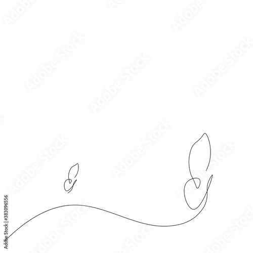 Buttrfly fly line drawing. Vector illustration