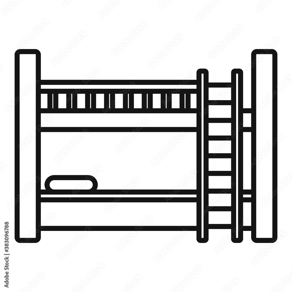 Hotel bunk bed icon. Outline hotel bunk bed vector icon for web design isolated on white background Hotel bunk bed icon. Outline hotel bunk bed vector icon for web design isolated on white background