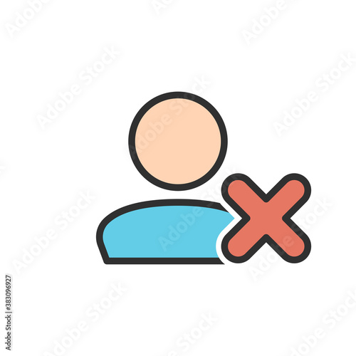 User Denied Icon. Account ban, disable action icon