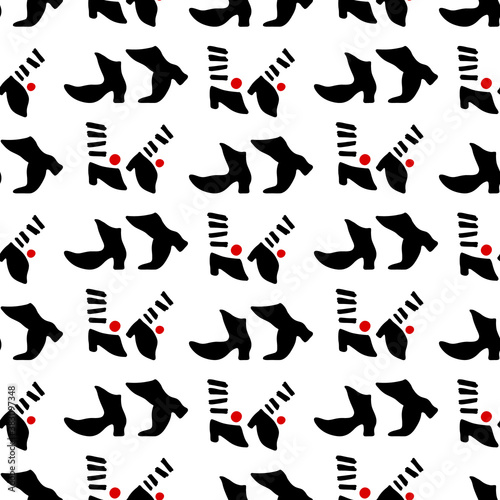 Seamless pattern of dancing feet. Vector Illustration.