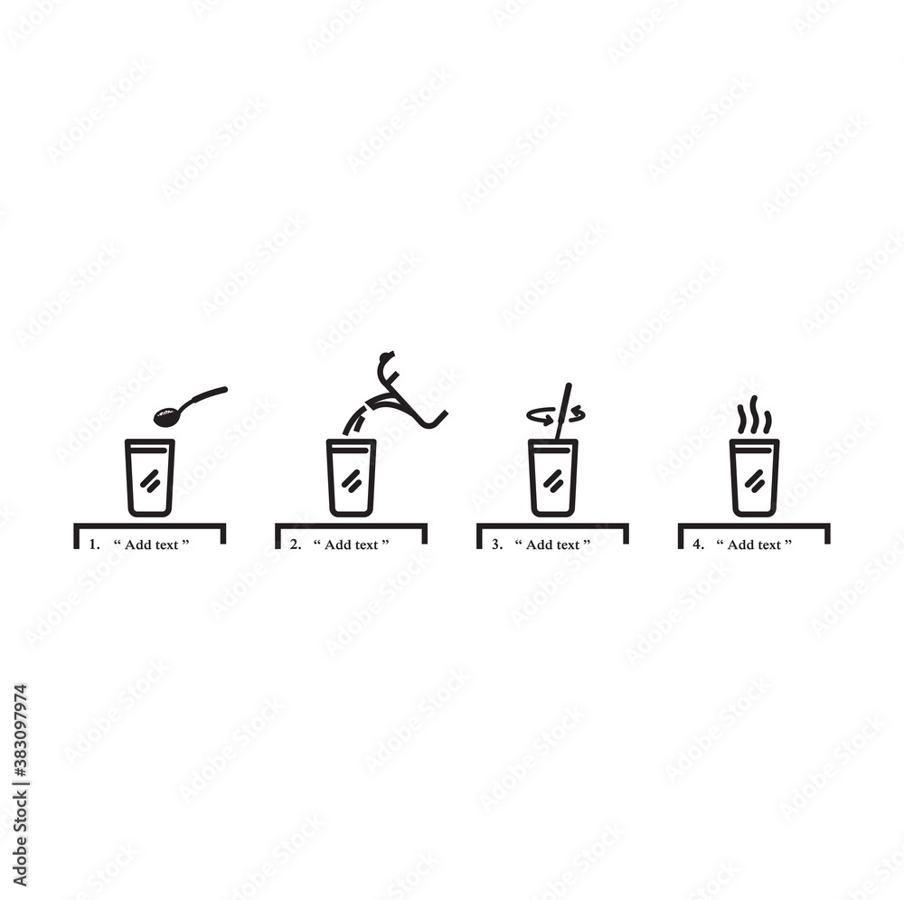 Brewing tea and coffee instruction. Isolated vector illustration set Brewing tea and coffee instruction. Isolated vector illustration set