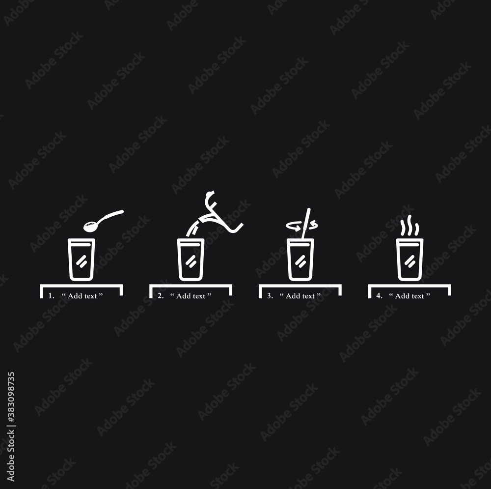 Brewing tea and coffee instruction. Isolated vector illustration set Brewing tea and coffee instruction. Isolated vector illustration set