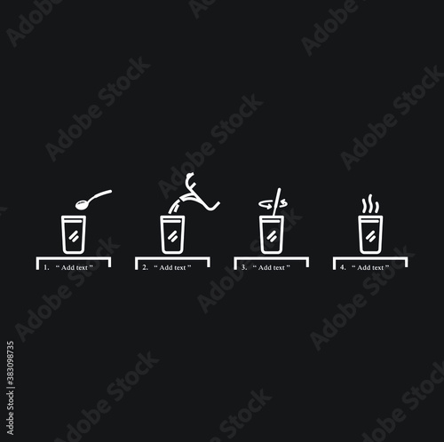 Brewing tea and coffee instruction. Isolated vector illustration set