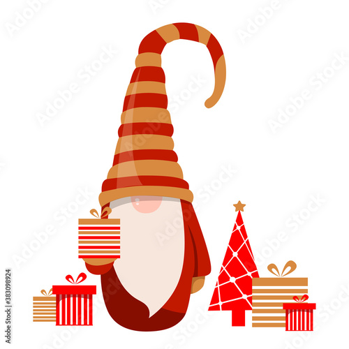 Christmas gnome with gift