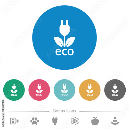 Eco energy flat round icons