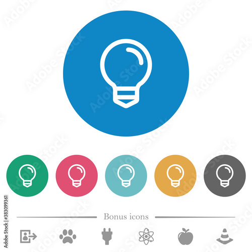 Light bulb flat round icons