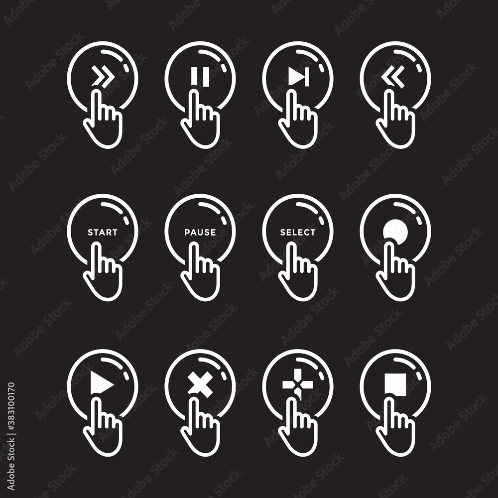 Media Player Icons set. Vector for design. Player icon logo template Media Player Icons set. Vector for design. Player icon logo template