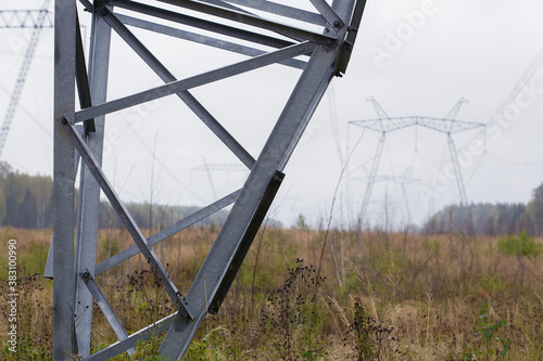 Photography High-voltage electricity transmission line in the background