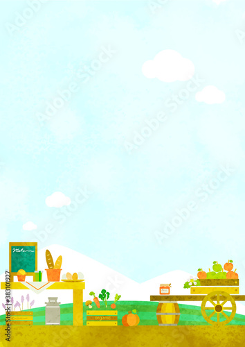 高原のマルシェの背景イラスト
