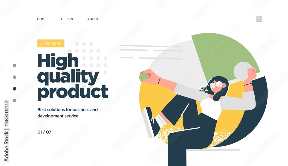 Landing page template of developing computer software, coding and programming . Modern flat design concept of web page design for website. Vector illustration