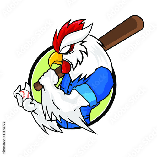 Baseball Mascots - White Rooster