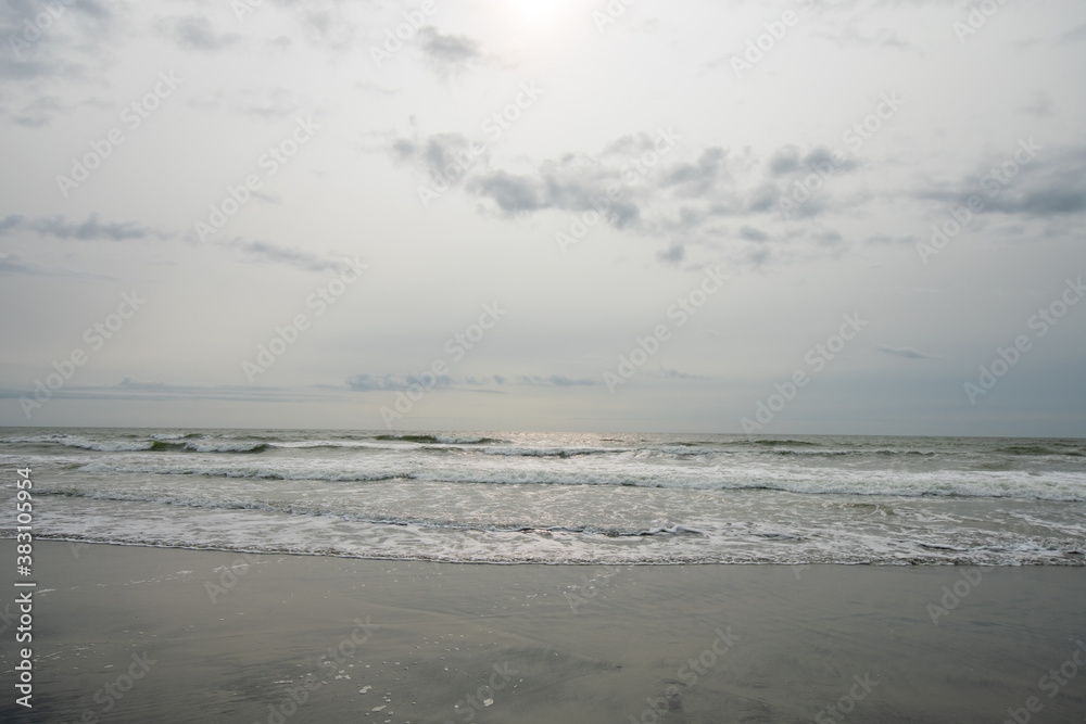 A View of the Horizon Over the Ocean on a Beach