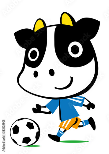 サッカーを楽しむ丑