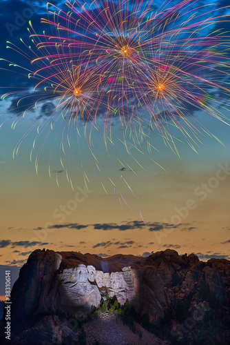 fireworks over Mount Rushmore