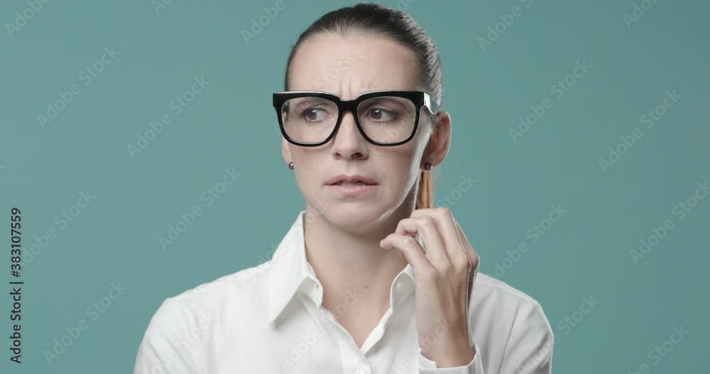 Young woman feeling scared and panicked