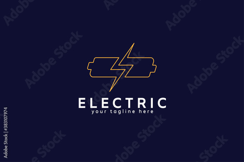 Electric Logo, letter S from negative space lightning bolt and battery, vector illustration