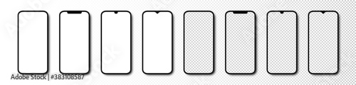 Smartphone. Phone with White and Transparent Screen. Smartphone mockup. Cell Phone. Template mockup Smartphone in realistic design. Vector illustration